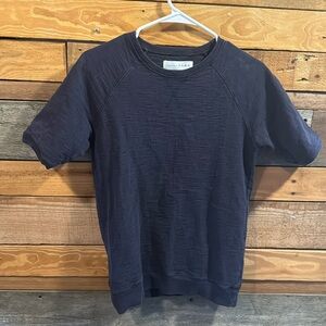 Zara Slub Collection shirt navy blue short sleeves size small